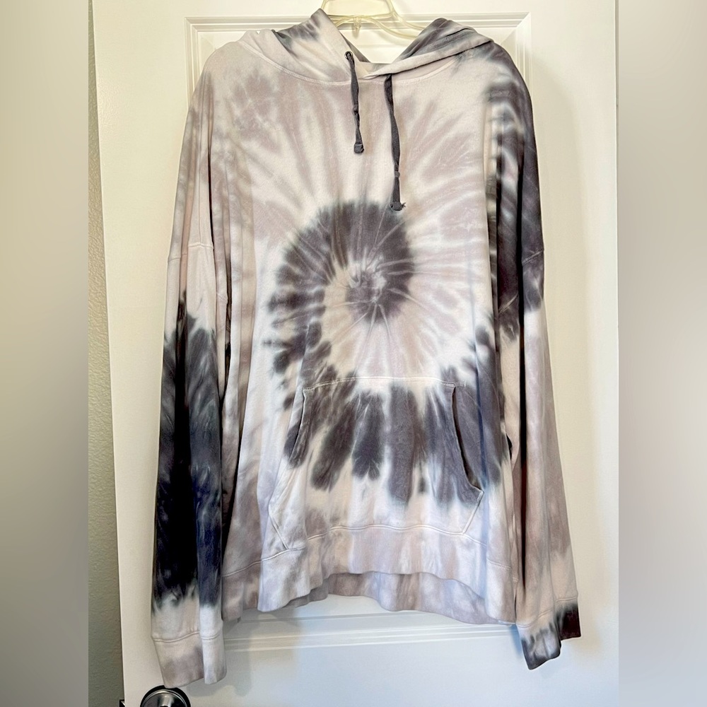 Gray Oversized Tie Dye Hoodie